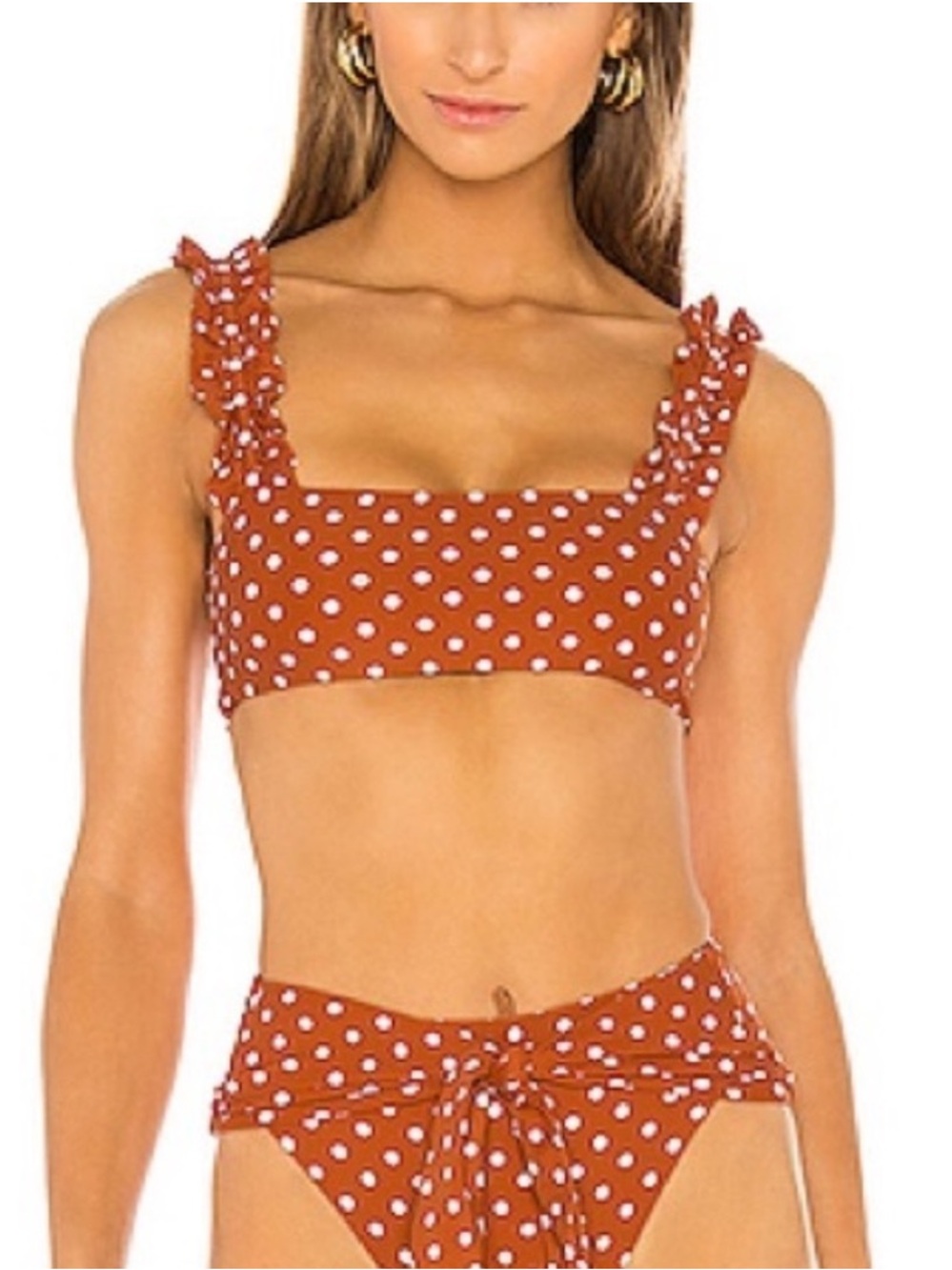 WeWoreWhat Rust Polka Dot Bikini Top
